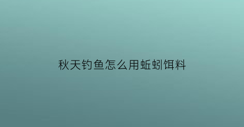 “秋天钓鱼怎么用蚯蚓饵料(秋季蚯蚓钓鱼如何调漂)