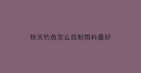 秋天钓鱼怎么自制饵料最好