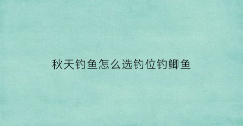 秋天钓鱼怎么选钓位钓鲫鱼(秋天钓鱼怎么选钓位钓鲫鱼好)