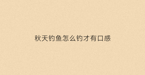 秋天钓鱼怎么钓才有口感(秋天钓鱼应该怎么钓)