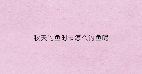 秋天钓鱼时节怎么钓鱼呢(秋天钓鱼应该怎么钓)