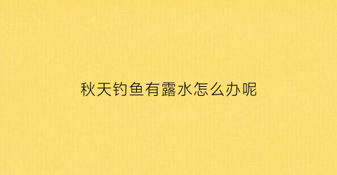 秋天钓鱼有露水怎么办呢(秋天出水口好钓鱼吗)