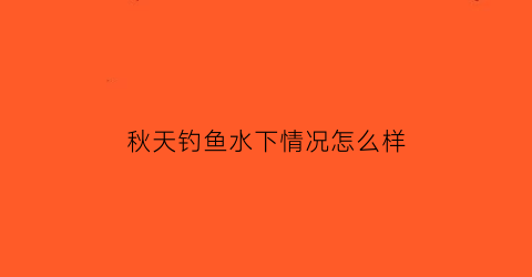 秋天钓鱼水下情况怎么样(秋天钓鱼是钓浮还是钓底)