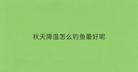 秋天降温怎么钓鱼最好呢(秋天降温钓鱼口怎么样)