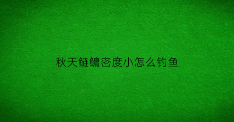 秋天鲢鳙密度小怎么钓鱼(秋季钓鲢鳙的深度)