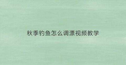 秋季钓鱼怎么调漂视频教学(秋季野钓调漂)