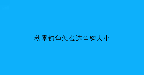 “秋季钓鱼怎么选鱼钩大小(秋季怎样钩鱼)