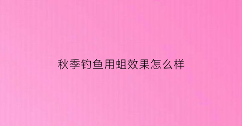 “秋季钓鱼用蛆效果怎么样(秋天钓鱼通杀饵料)