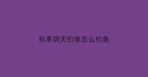秋季阴天钓鱼怎么钓鱼