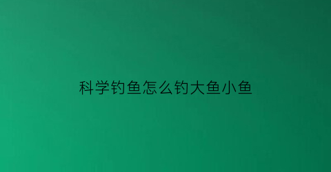 科学钓鱼怎么钓大鱼小鱼(科学钓鱼怎么钓大鱼小鱼视频)