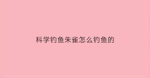 科学钓鱼朱雀怎么钓鱼的