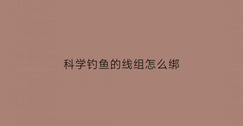 科学钓鱼的线组怎么绑(钓鱼线组视频教程)