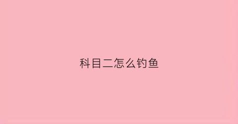 科目二怎么钓鱼(科二怎么教学容易让学员懂)