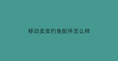 移动卖卖钓鱼配件怎么样