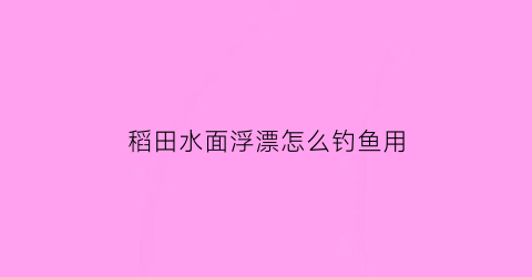 “稻田水面浮漂怎么钓鱼用(稻田里漂浮的叫什么)