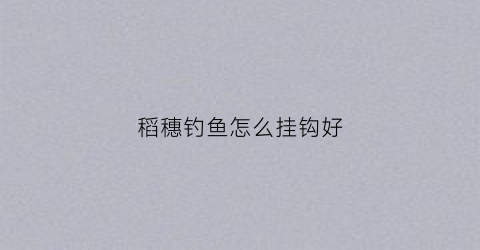 稻穗钓鱼怎么挂钩好(水稻挂穗)