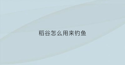稻谷怎么用来钓鱼