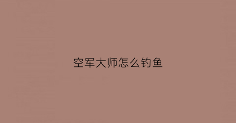空军大师怎么钓鱼(钓鱼空军司令是什么意思)