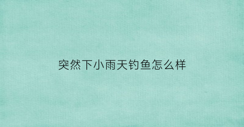 突然下小雨天钓鱼怎么样(下雨天钓鱼小鱼还会闹窝吗)
