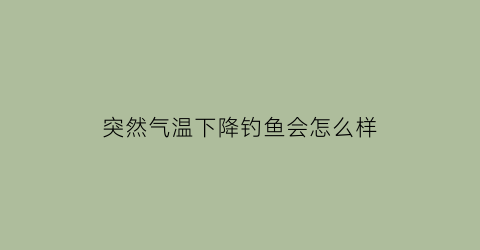 突然气温下降钓鱼会怎么样
