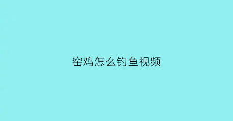 窑鸡怎么钓鱼视频(窑鸡怎么钓鱼视频讲解)