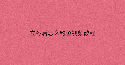 立冬后怎么钓鱼视频教程(立冬之后怎么钓鲤鱼)