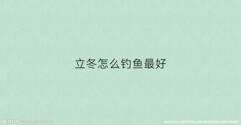 立冬怎么钓鱼最好(立冬怎么钓鱼最好视频)