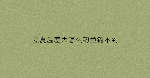 立夏温差大怎么钓鱼钓不到(夏天温差大好钓鱼还是温差小好钓鱼)