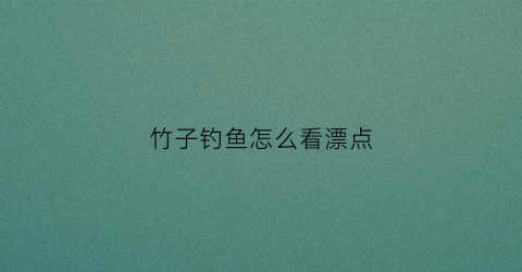 竹子钓鱼怎么看漂点(用竹子钓鱼的视频)