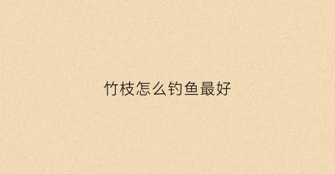 竹枝怎么钓鱼最好(竹枝怎么钓鱼最好视频)