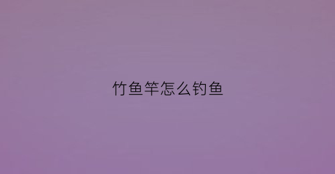 竹鱼竿怎么钓鱼(竹鱼竿怎么钓鱼视频)