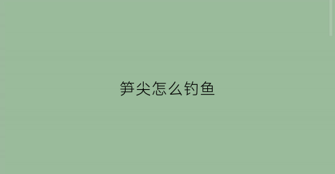 笋尖怎么钓鱼(笋尖怎么钓鱼视频)