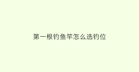 “第一根钓鱼竿怎么选钓位(第一根鱼竿买几米的)