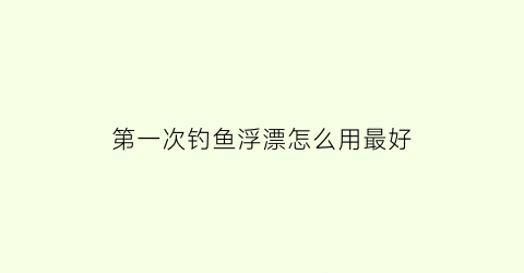 第一次钓鱼浮漂怎么用最好(第一次钓上鱼)