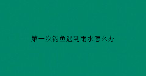 第一次钓鱼遇到雨水怎么办