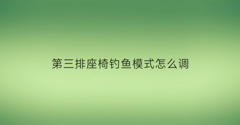 “第三排座椅钓鱼模式怎么调(第三排座椅放倒可以放货吗)