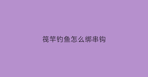 筏竿钓鱼怎么绑串钩(夏天筏竿串钩钓鱼技巧)