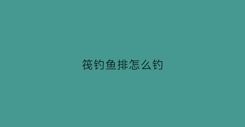 筏钓鱼排怎么钓(鱼排筏钓线组)