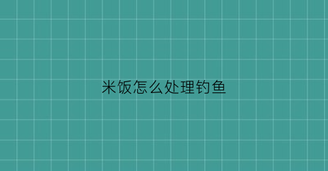 “米饭怎么处理钓鱼(米饭如何钓鱼)