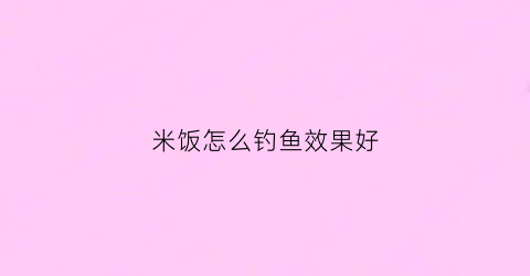 米饭怎么钓鱼效果好(米饭怎么钓鱼效果好一点)