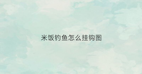 米饭钓鱼怎么挂钩图(米饭钓鱼用什么钩好)