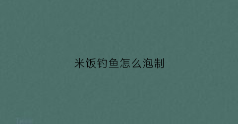 米饭钓鱼怎么泡制(米饭做钓鱼窝料怎么做)