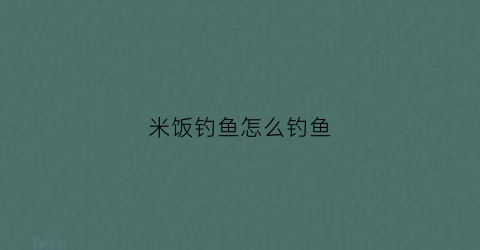 米饭钓鱼怎么钓鱼(用米饭能钓什么鱼)