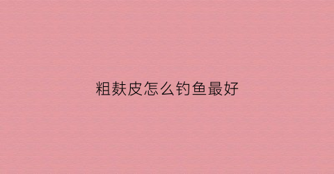 粗麸皮怎么钓鱼最好(粗麸皮怎样吃)