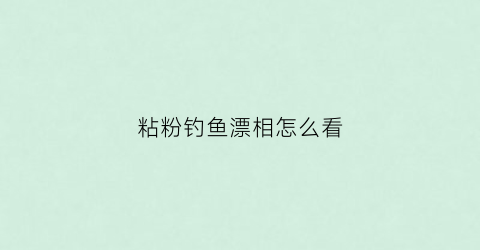 粘粉钓鱼漂相怎么看(粘粉钓鱼怎么调漂)