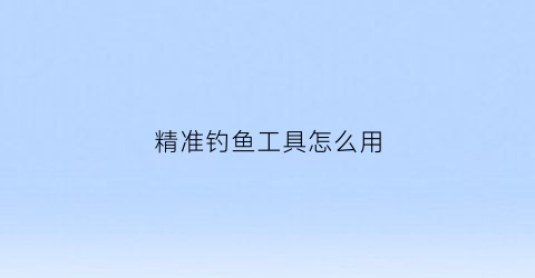 精准钓鱼工具怎么用(钓鱼精细动作)