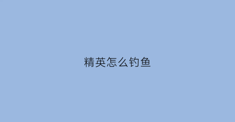 精英怎么钓鱼(精英怎么钓鱼最好)
