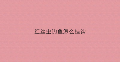 红丝虫钓鱼怎么挂钩(红丝虫钓鱼怎么挂钩的)