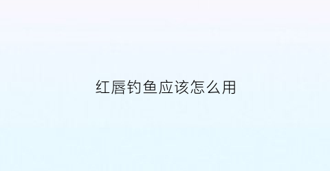 红唇钓鱼应该怎么用(红唇怎么调)