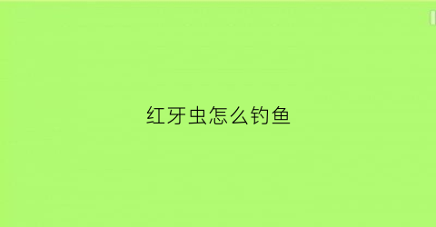 红牙虫怎么钓鱼(红虫牙子是什么意思)